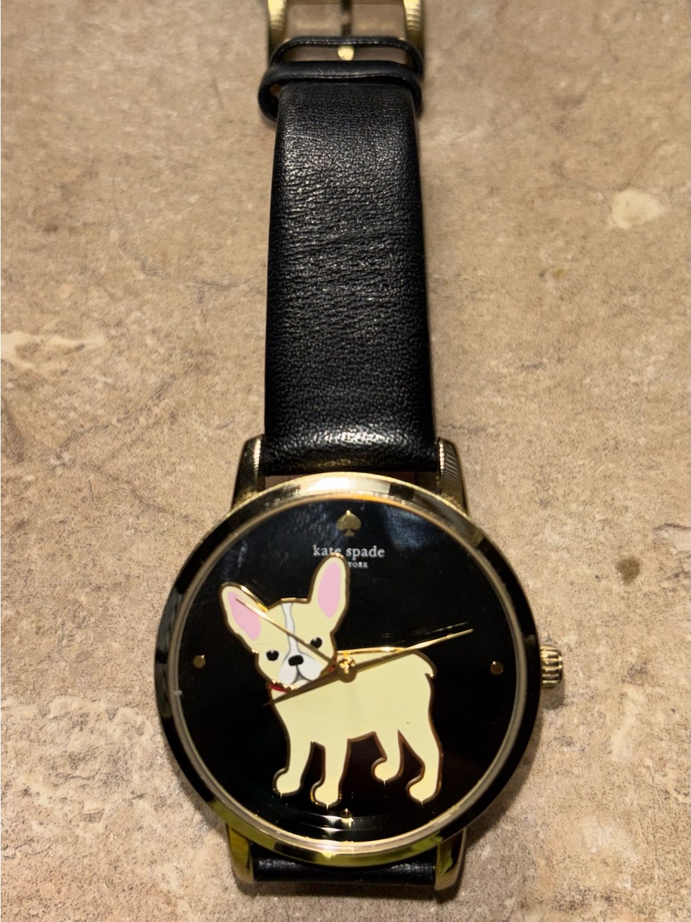 kate spade Black & Gold frenchie dog watch - Picture 2 of 4